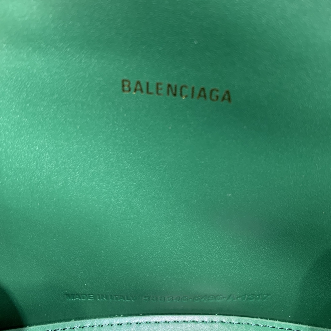 Balenciaga Hourglass XS Handbag Crocodile Embossed Shoulder Bag Dark Green